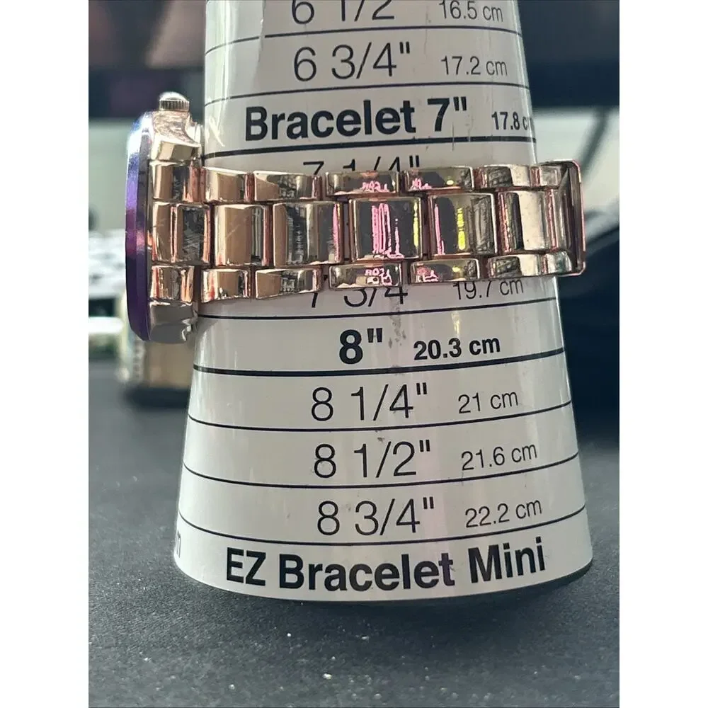 Accutime Rose Gold Tone Purple And Blue Bezel Women’s Quartz Watch